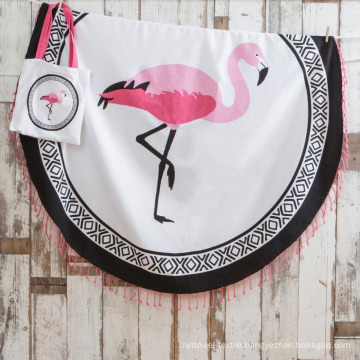 100% cotton hot pattern flamingo Round Beach Towel RBT-176